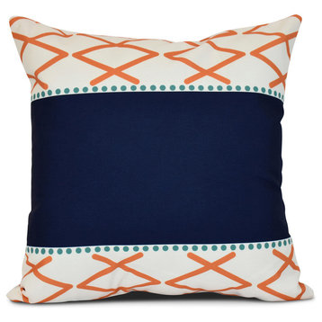 Knot Fancy, Geometric Print Outdoor Pillow, Orange, 16"x16"