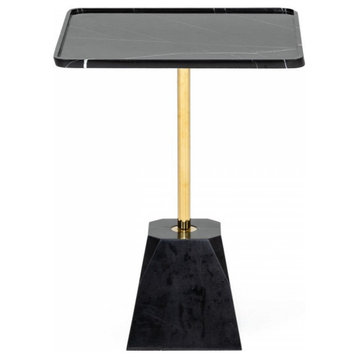 Scotia Glam Black Marble and Brass End Table