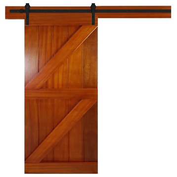Solid Tropical Oak Double Z Sliding Barn Door/Oak With Hazelnut Stain, 42"x84"