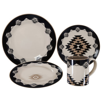 Chalet Aztec Dinnerware and Canister Set, 19 Piece