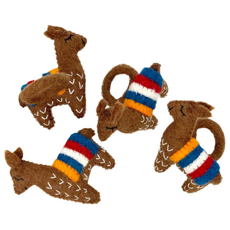 Felt Llama Napkin Rings, Set of 4, Chocolate