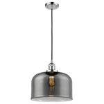 Innovations Lighting - Large Bell 1-Light LED Pendant, Polished Chrome, Glass: Plated Smoked - One of our largest and original collections, the Franklin Restoration is made up of a vast selection of heavy metal finishes and a large array of metal and glass shades that bring a touch of industrial into your home.