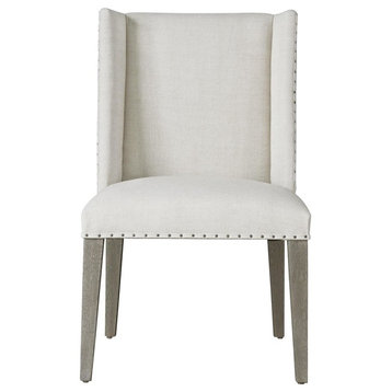 Tyndall Belgian Linen Upholstered Wing Dining Chair Set Of 2