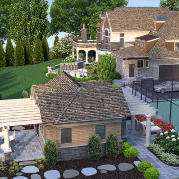 French Chateau - 3D Visualization of Home Remodel and Landscape Architecture