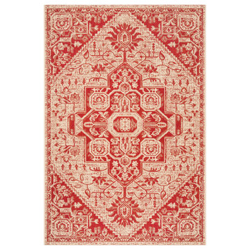 Safavieh Beach House Bhs138Q Traditional Rug, Red and Creme, 6'7"x9'2"