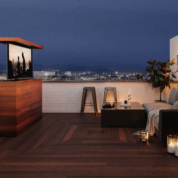 Brazilian IPE wood TV lift cabinet