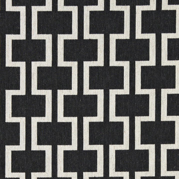 Midnight and Off White Contemporary Geometric I's Upholstery Fabric By The Yard