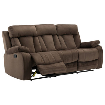 Axel Contemporary Microfiber Recliner Sofa, Brown