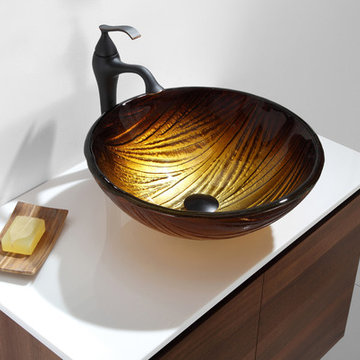 Kraus Midas Glass Vessel Sink And Ventus Faucet
