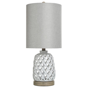 Cut Out Ceramic Table Lamp, White