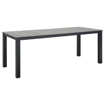 Modway Maine 80" Outdoor Patio Dining Table, Brown Gray