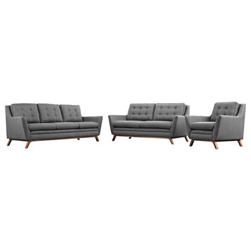 Gillian Gray Living Room Set Upholstered Fabric 3-Piece Set
