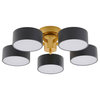 Gold Frame Flushmount Light Fixture, Black Shades, White Shade Cover