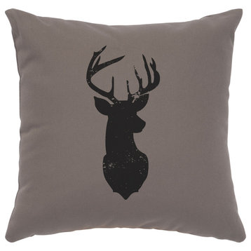 Image Pillow 16x16 Deer Head Silhouette Cotton Chrome