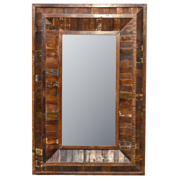 Rustic Reclaimed Rectangle Wooden Mirror 54"