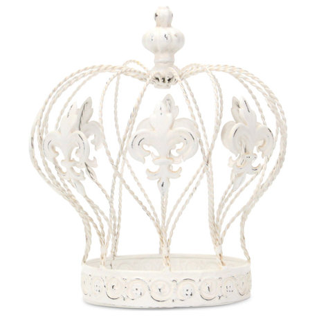 Fleur-De-Lis Crown Table Decor, White