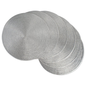 DII Metallic Silver Round Polypropylene Woven Placemat, Set of 6
