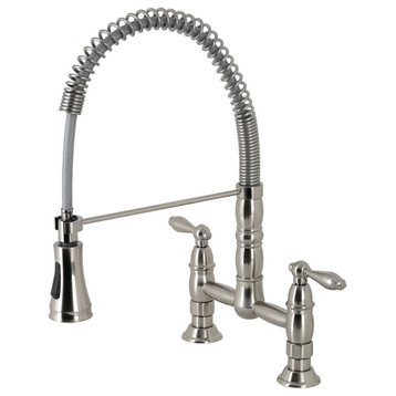 GS1278AL Two-Handle Deck-Mount Pull-Down Sprayer Kitchen Faucet, Brushed Nickel