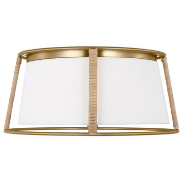 Cortes 2-Light Indoor Flush Mount Ceiling Light, Satin Brass Gold