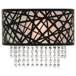 Livex Lighting - Livex Lighting Allendale Bronze Light ADA Wall Sconce - This spectacular bronze one light wall sconce will take your home decor to the next level. Inspired by a bird nest, the laser-cut metal sheath surrounds an oatmeal fabric hardback shade with strands of glistening clear crystal.