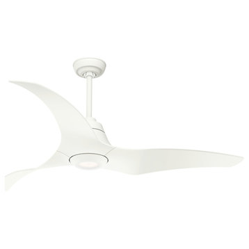 Casablanca 60" Stingray Porcelain White Ceiling Fan With Light and Remote