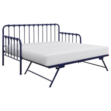 Catania Modern / Contemporary Metal Daybed with Trundle in Navy Blue
