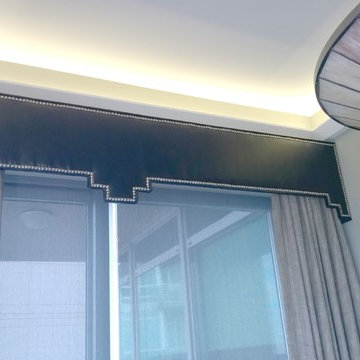 Cornices and draperies in a high rise apartment