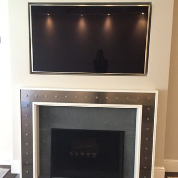 NYC custom kitchen, bathroom vanities & mirrors and mantle.