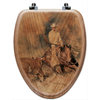Cutting Horse and Cowboy, Decorative Oak Toilet Seats, Elongated