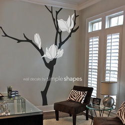 Magnolia Flower Branch Decal - Wall Decals