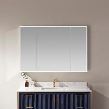 48" Rectangle Frameless Lighted Medicine Cabinet Wall Mounted Mirror
