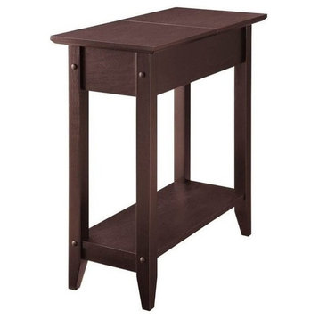 Pemberly Row Contemporary Wood Flip Top End Table in Espresso