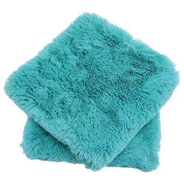 Heavy Faux Fur Throw Pillow Covers 2pcs Set, Antigua Sand, 20''x20''