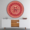 Double Happiness Asian Decoration Oversized Contemporary Clock, 36x36
