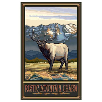 Paul A. Lanquist Rustic Mountain Charm Whistling Elk Art Print, 30"x45"