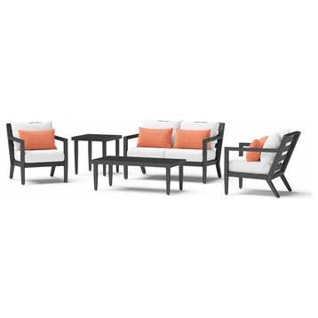 Thelix 5 Piece Sunbrella Outdoor Patio Seating Set, Cast Coral