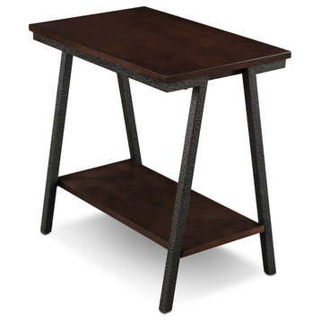 Leick Furniture Empiria Wood End Table in Walnut and Foundry Bronze Brown