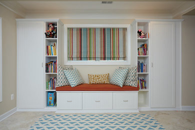 Inspiration for a mid-sized transitional gender-neutral beige floor kids' room remodel in DC Metro with beige walls