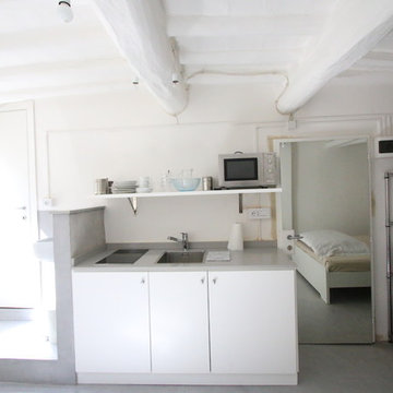 mini studio loft, compact kitchen