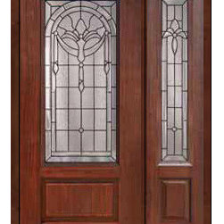 Prehung Sidelite Door 80 Fiberglass Palacio 1 Panel 3/4 Lite Glass - Front Doors