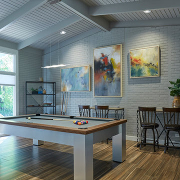 Mid-Century Modern Pool Table Family Room