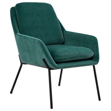 Pemberly Row Contemporary Upholstered Metal Accent Chair - Teal / Black