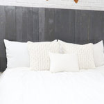 Barn Walls - Handcrafted Headboard, Hanger Style, Gray, California King - [Floating Panels] Built with individual panels that can be easily hung side by side onto the wall like a picture frame. They do not attach to a bed frame, as the height can be adjusted to your convenience.