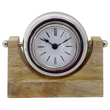 Sagebrook Home Contemporary Wood Lock-On-Stand Table Clock With Silver 17800