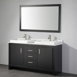 Alarus 60 inch Double Sink Modern Bathroom Vanity Espresso Finish - Bathroom Vanities And Sink Consoles