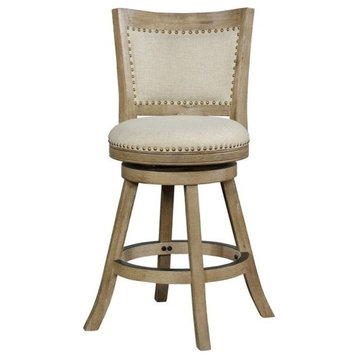 Linon Tyler 24" Wood Counter Stool in Driftwood Gray
