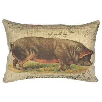 French Pig Linen Pillow