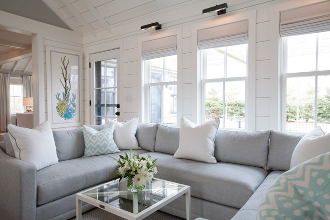 Beach Style Family Room by Carolyn Thayer interiors