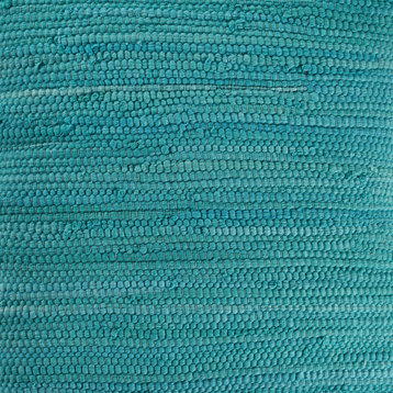 Solid Turquoise Blue Jute Bordered Throw Pillow