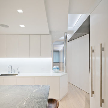 Modern Kitchen with Sculptural Ceiling